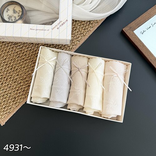 缇娅朵正品5条盒装裸感透气蕾丝中腰内裤女抗菌网纱薄款三角裤头