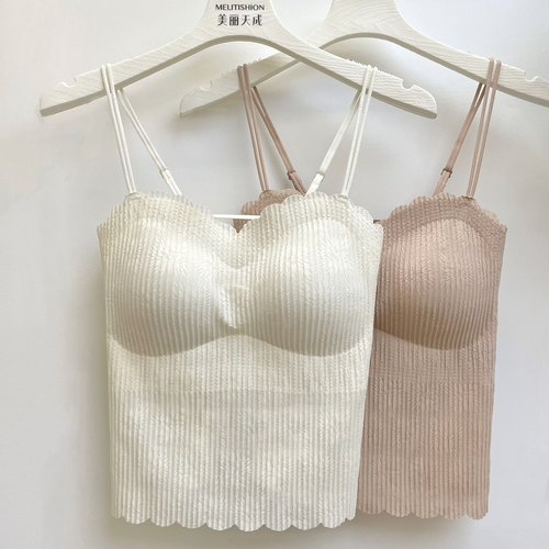 网红蕾丝美背吊带抹胸带胸垫背心