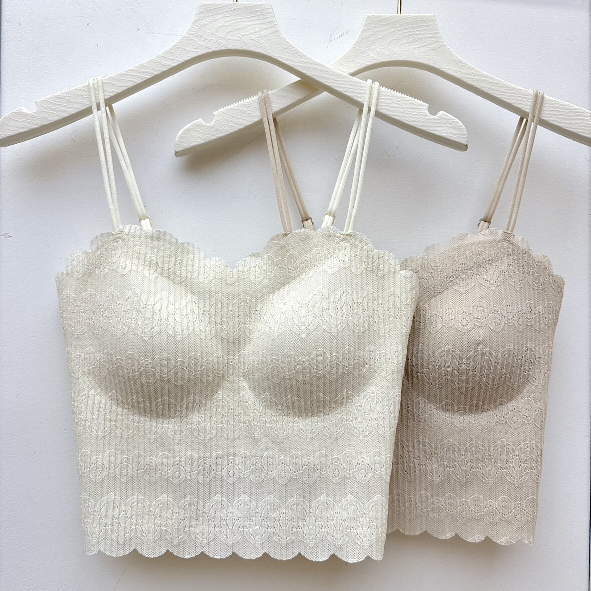 古妃3376泡泡蕾丝美背吊带女细带抹胸打底带胸垫内衣外穿内搭背心