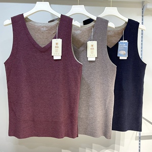 羊毛蚕丝德绒冬季保暖背心男士无痕加绒加厚发热内衣坎肩护胃马甲