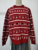 针织衫 圣诞新年红色毛衣秋冬女装 杂款 上衣胖MM宽松慵懒风套头毛衣