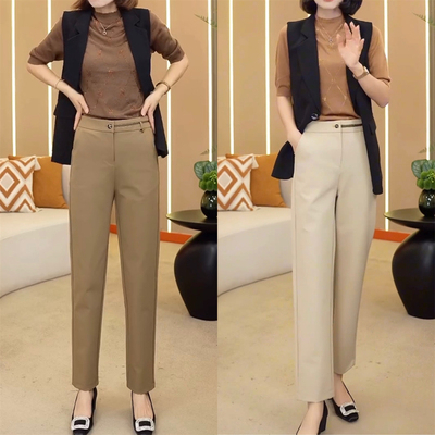 中年妈妈烟管裤春夏新款高腰裤