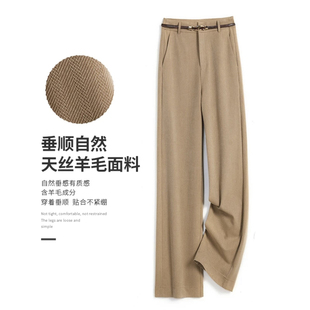 窄版直筒休闲裤女新款春秋季百搭西装裤软糯垂感高腰宽松阔腿裤子