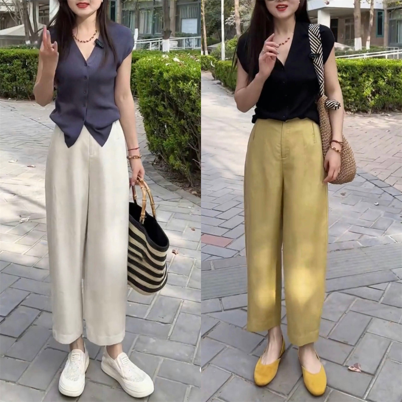 小个子天丝亚麻气球裤女2025夏季