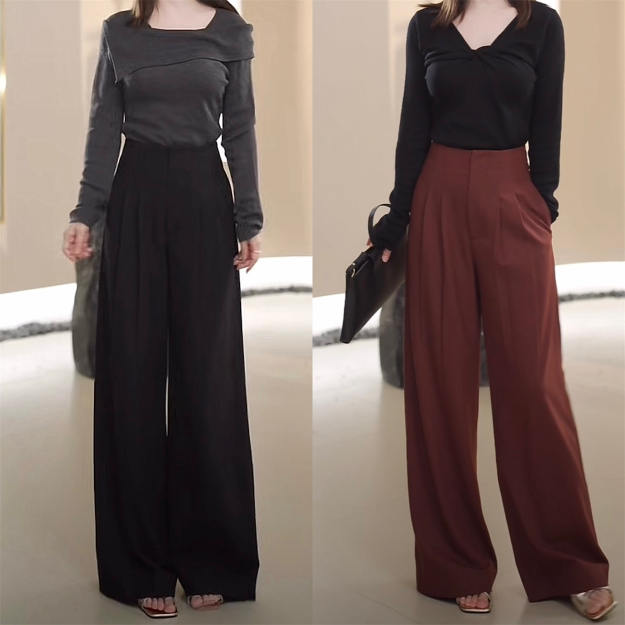 垂感西装阔腿裤女2024新款高级感欧货高端洋气裤子高腰直筒休闲裤