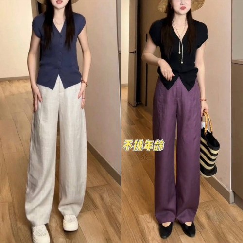 天丝亚麻香蕉裤女2026夏季款裤子