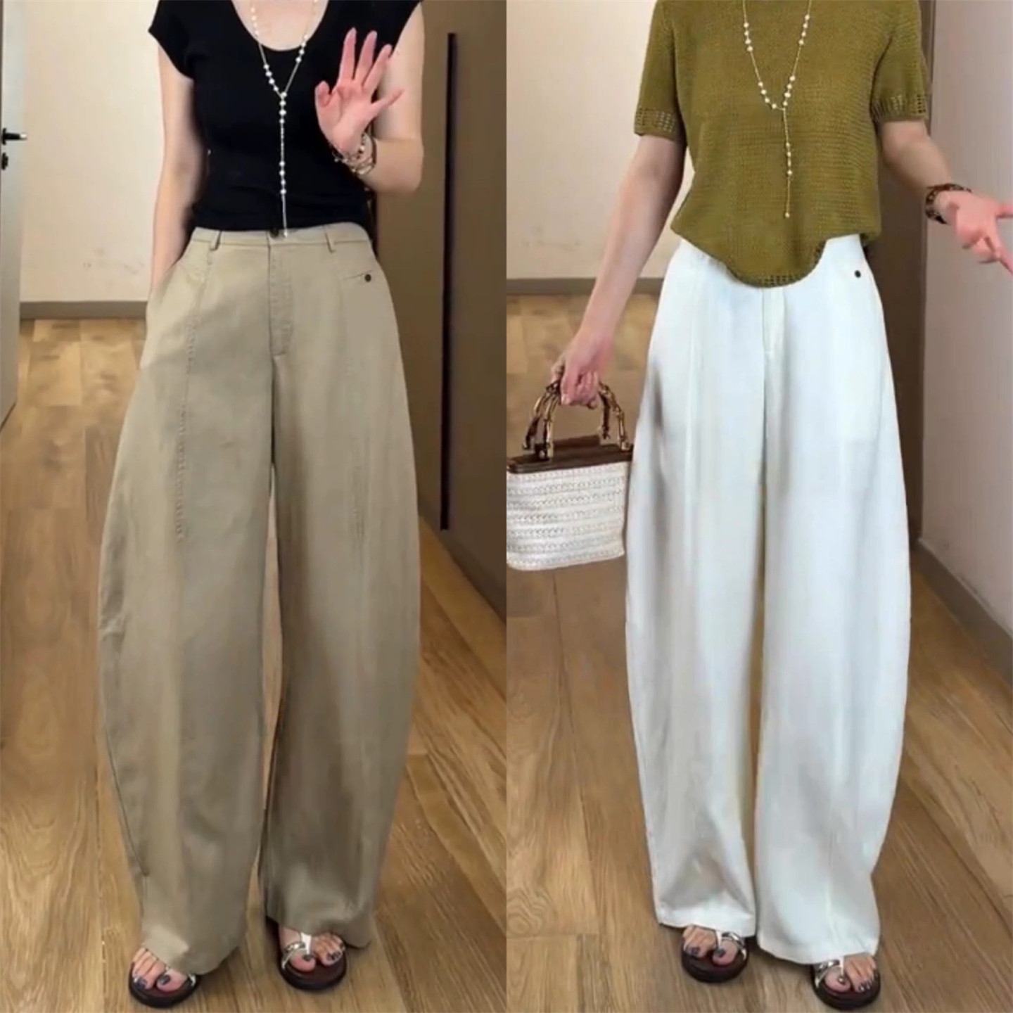 天丝亚麻窄版阔腿裤女2026夏款高腰显瘦垂感直筒麻料高级感休闲裤