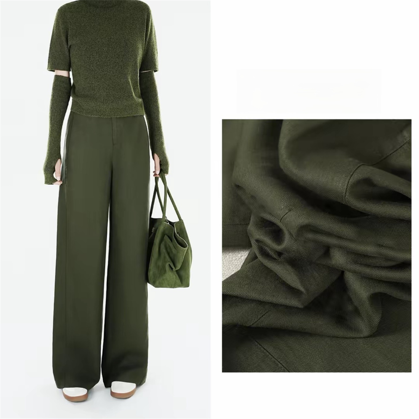 窄版阔腿裤女2026夏季新款天丝亚麻混纺直筒西装裤显瘦垂感长裤子