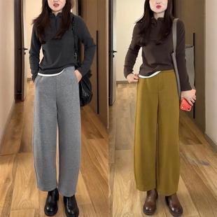 加厚羊毛呢气质镰刀香蕉裤 加绒弯刀裤 小个子九分裤 冬季 女2025新款