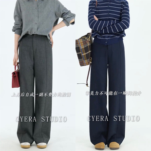 窄版阔腿裤女2026新款垂坠感高级感极简挂腰直筒休闲西裤灰色裤子