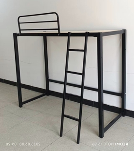 定制无床头床架复式高架床上层钢架上床下桌铁艺省空间高架双人床