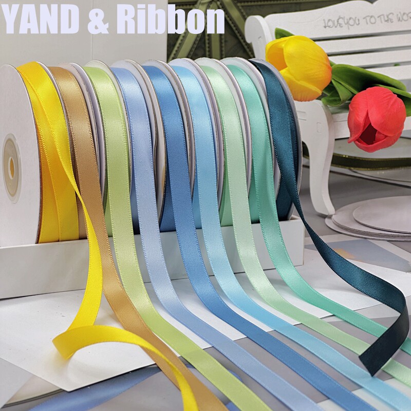 1cm双面蓝色涤纶丝带高密缎带织带礼物烘焙蛋糕绸带加密发饰辅料