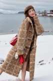 现货：冬装新款宽松大版颗粒毛绒格子大衣2C135-5026P220K318，女装毛呢外套，2C135