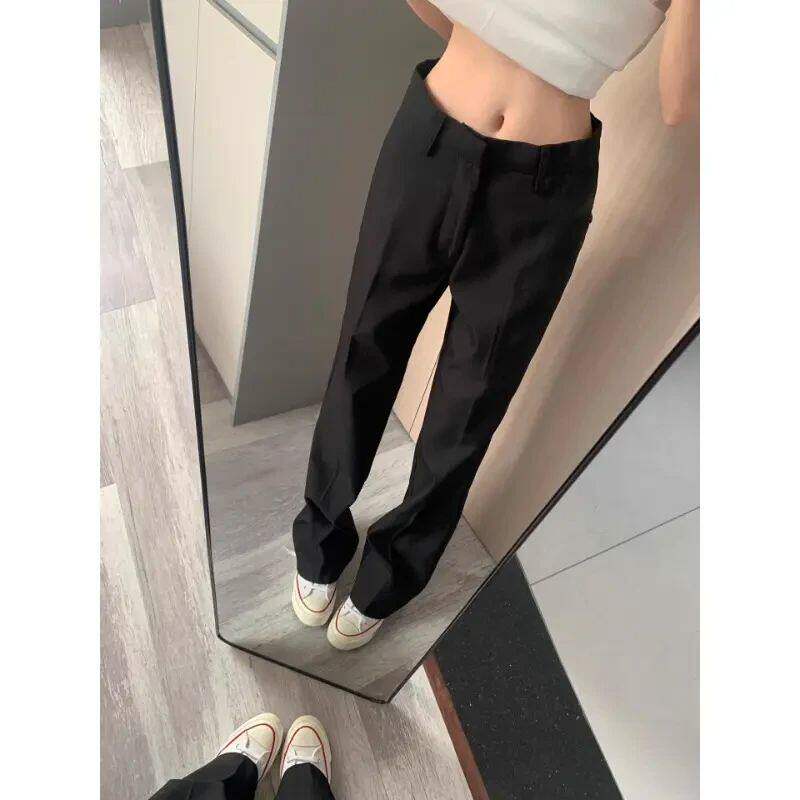 黑色弯刀直筒西裤男女款秋季高级西裤