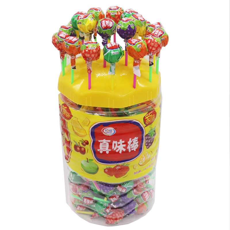 真味棒棒糖网红水果味儿童节糖果桶装150支儿童零食送礼节日礼品