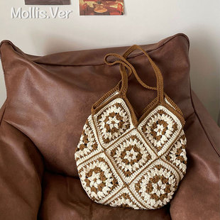 毛栗屋.大容量祖母格包包钩针编织手工DIY新手入门(材料包非成品)