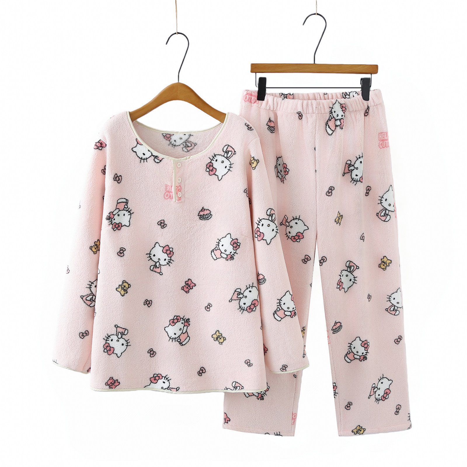 甜美圆领暖暖绒家居服套装