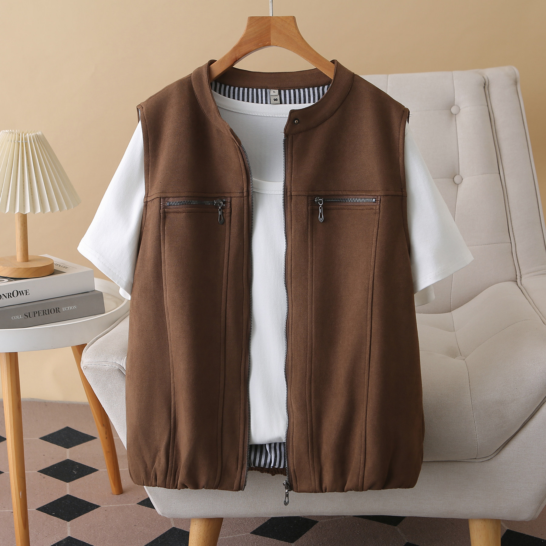 2026早春新款220斤胖MM大码女装时尚纯色马甲拉链休闲显瘦外套