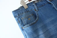Extra-large size women's jeans, 300 pounds, new Spring and Autumn high-elasticity small straight leg, 200 pounds high-waisted denim trousers thumbnail 8