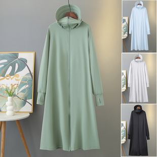 2026春夏新款特大码女装长款防晒衣200斤户外冰丝连帽加长防晒服