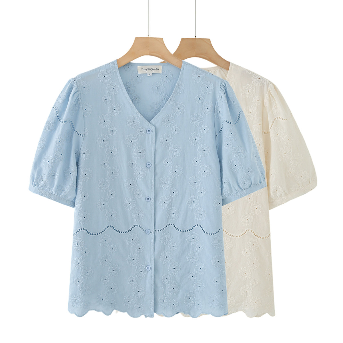 2026夏季新款大码女装T恤胖MM宽松V领镂空百搭时尚洋气短袖上衣