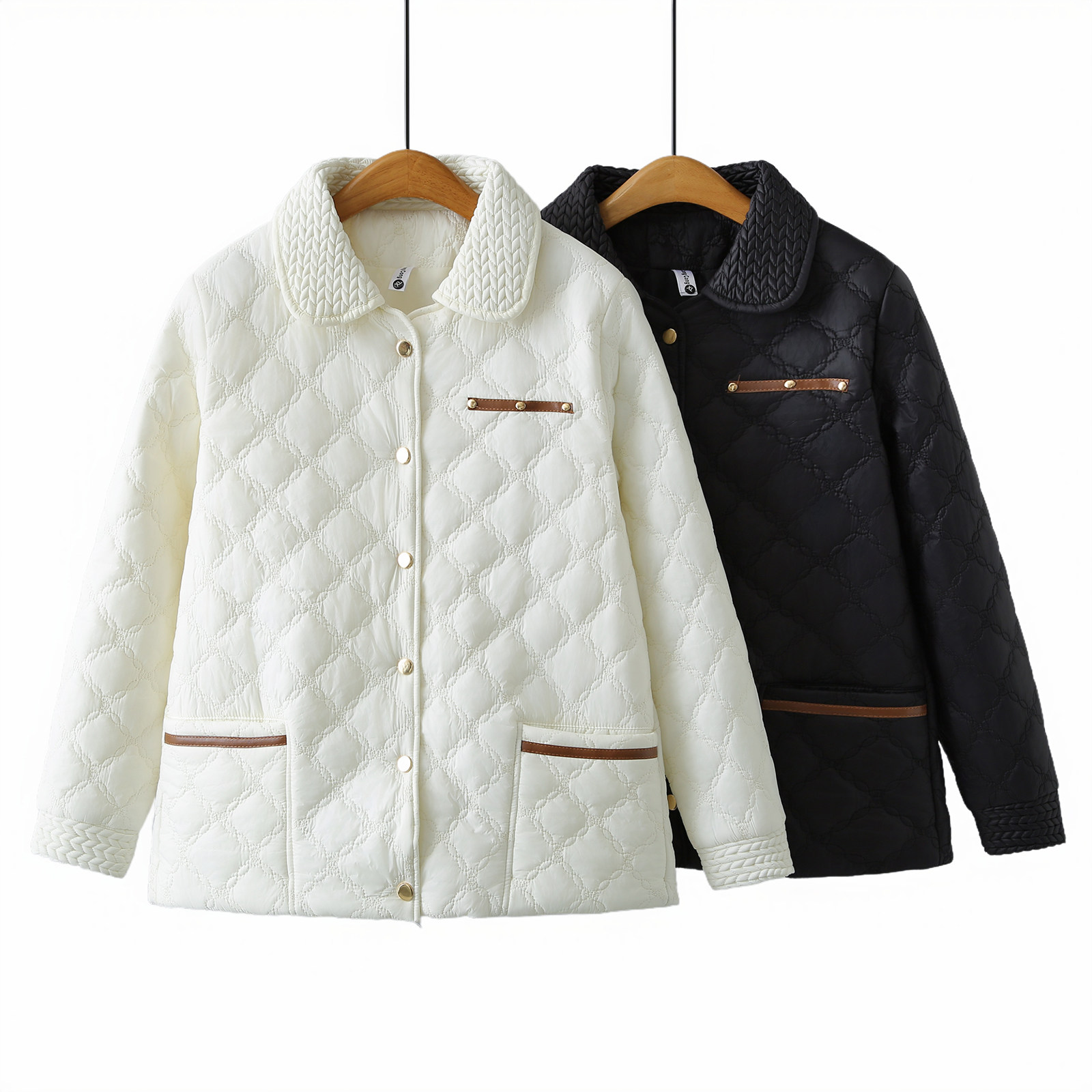 大码女装小香风绗绣百搭棉衣200斤胖MM秋冬季百搭女装气质外套