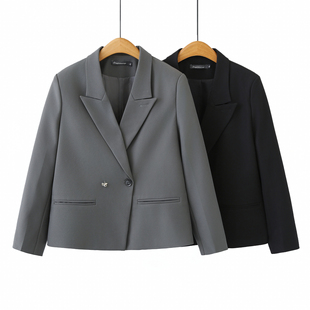 大码女装外套200斤胖MM休闲2026春季新款气质通勤风百搭纯色西装