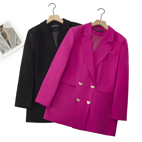 200斤纯色春秋西装职业风