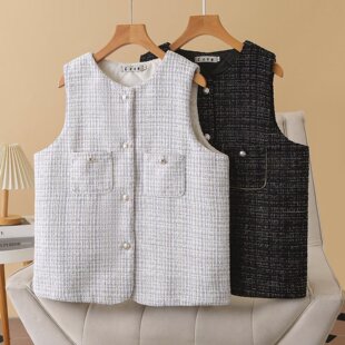 大码女装外套200斤胖MM秋冬新款百搭显瘦洋气加棉加厚小香风马甲