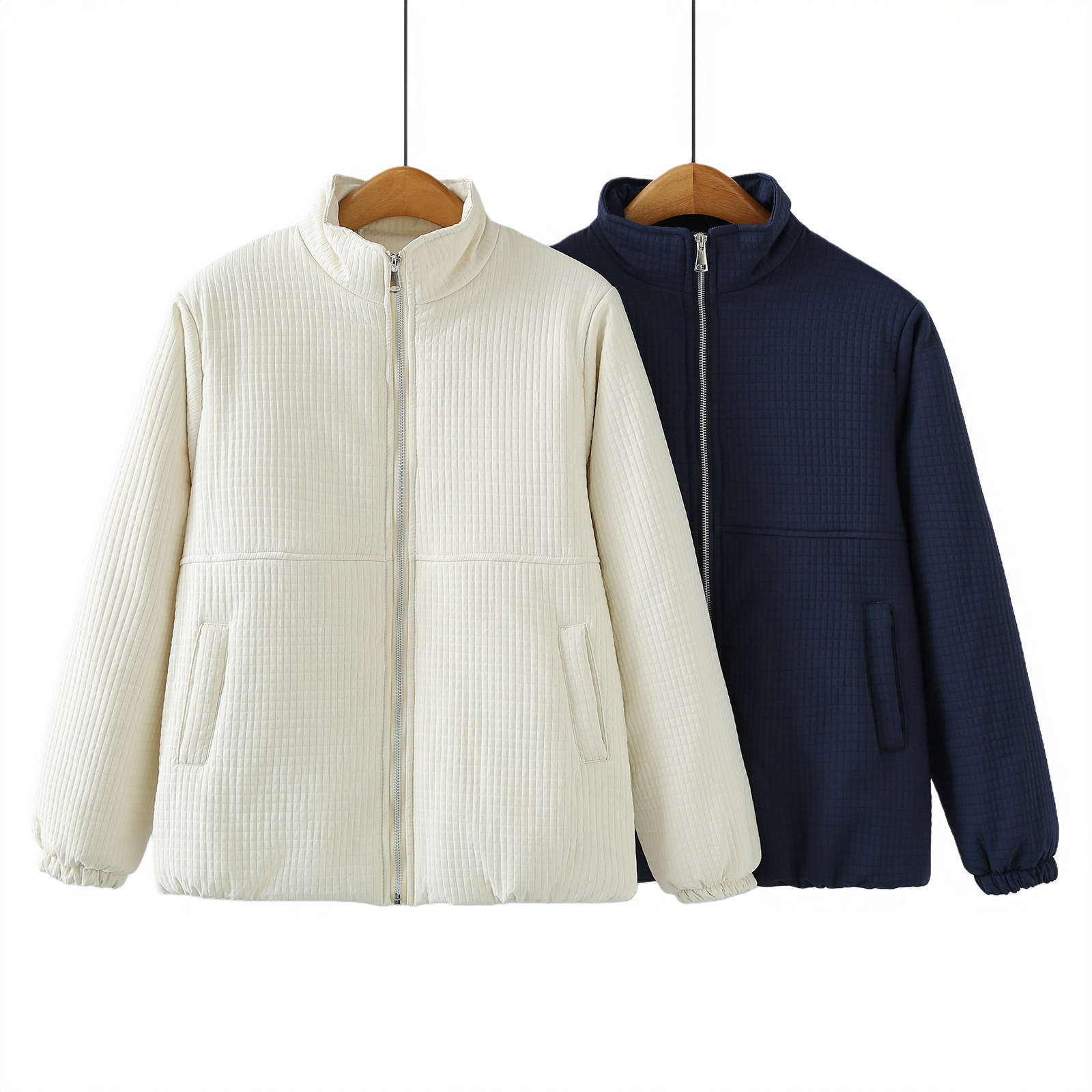 大码女装2025冬季新款外套200斤胖MM纯色百搭立领纯色棉衣面包服