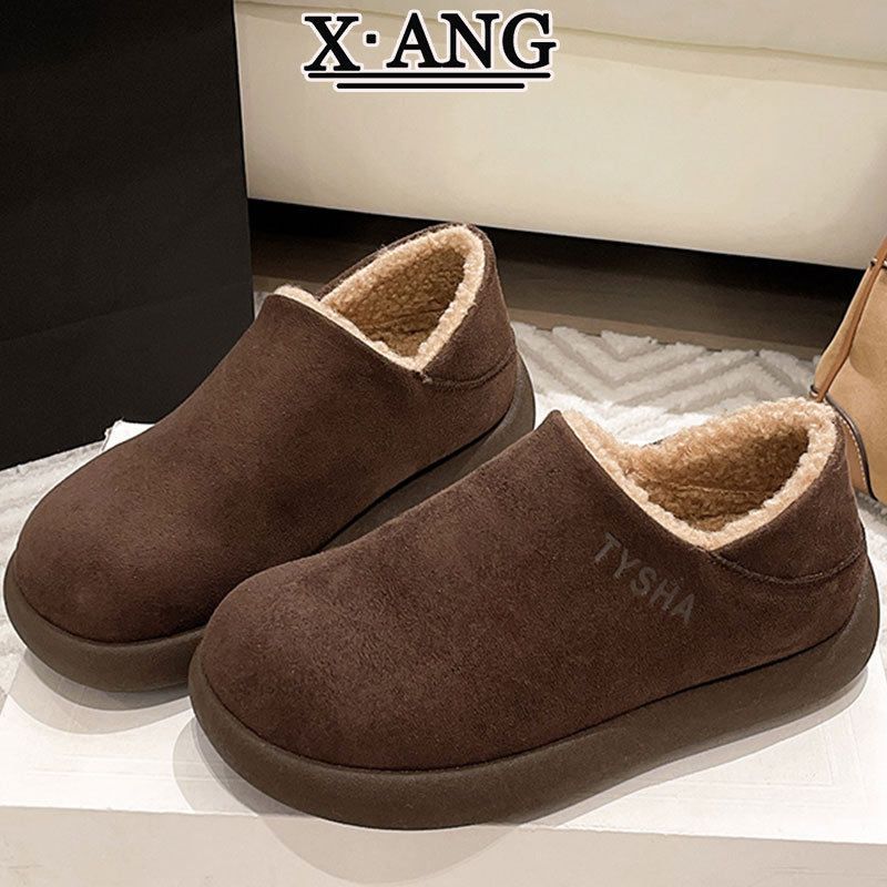 牛皮版全包勃肯鞋子女鞋加绒加厚保暖小土豆棉鞋一脚蹬羊羔毛毛鞋