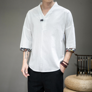 中医针炙养生馆男士 美容院spa按摩技师足浴工作服 棉麻理疗师中式