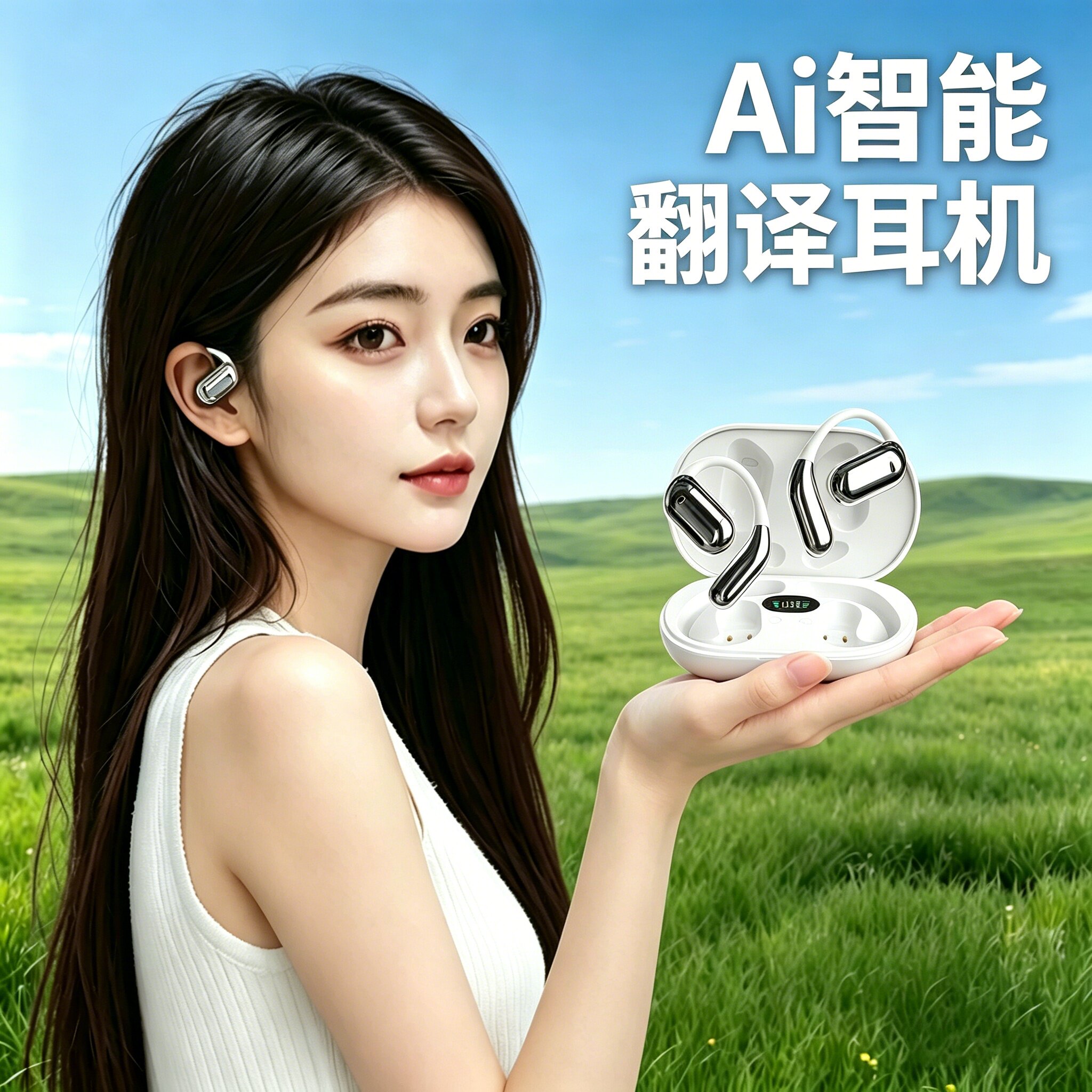 挂耳式Ai智能翻译蓝牙耳机无线Android安卓手机通用苹果ios高音质