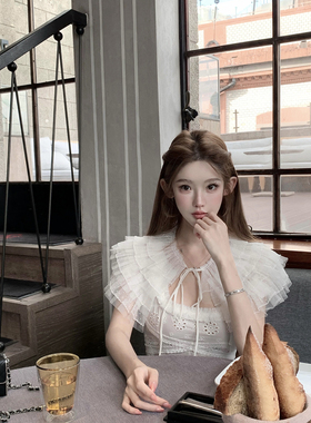 JOEY 天使典藏/收藏级别美出天际白色宴会网纱裙子斗篷薄纱连衣裙