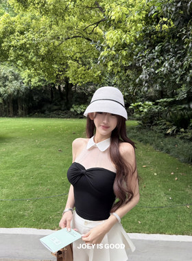 JOEY 柏林花事 美仙网纱娃娃领吊带背心女夏外穿拼接无袖上衣女