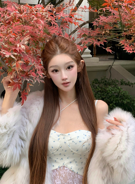 JOEY  抬玉兰【推荐】冬季内搭裙子定制蓝色小花连身裙蕾丝连衣裙