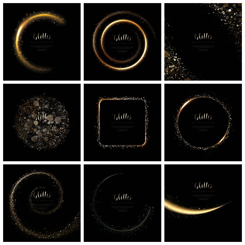 华丽黑金粒子旋转发光梦幻光晕奢华产品海报背景psd分层素材