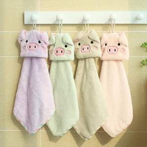 LL创意款超细纤维厨房强吸水擦手巾可挂式珊瑚绒卡通蝴蝶结
