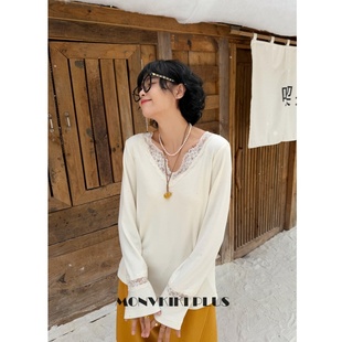 魔女MoNvKiKiPlus「流星雨」大码 2007 微胖烫闪加厚蕾丝打底上衣