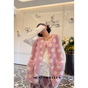 魔女MoNvKiKi「独往」微胖大码新中式盘珠珠扣毛茸茸马甲#2089