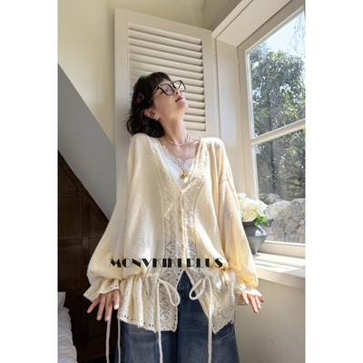 魔女MoNvKiKiPlus“爱在秋”大码微胖定织毛衣开衫外穿#1755