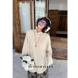魔女MoNvKiKiPlus「松雪」大码 1926 微胖加厚高领毛毛针织上衣