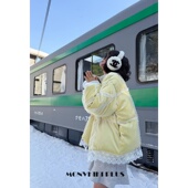 魔女MoNvKiKiPlus「许个愿」大码 微胖蕾丝加厚棉服外套 B719