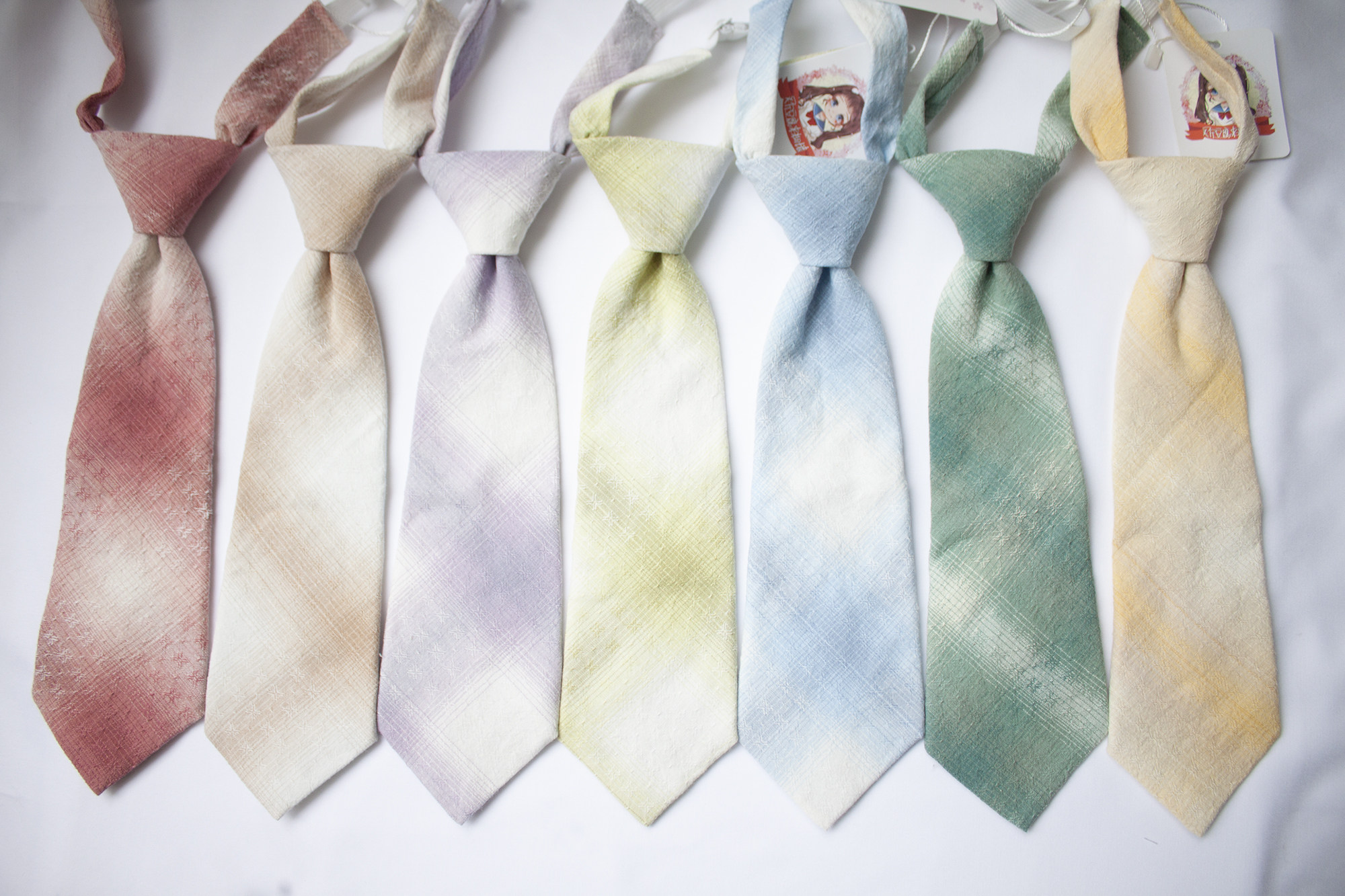 【现货】超多色做旧晕染格纹免打小领带