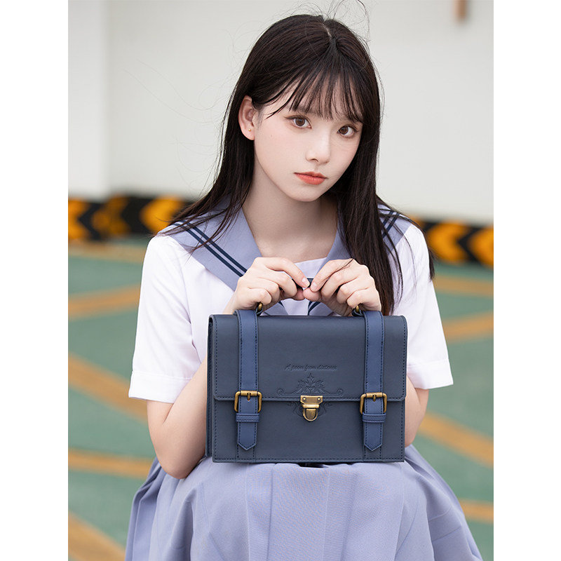 【现货】远方的诗 原创拼色百搭JK学生制服包斜跨手提双肩小包包