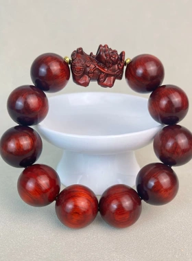 非洲小叶紫檀2.0木雕刻貔貅血檀手串复古风男女简约文玩盘玩把玩