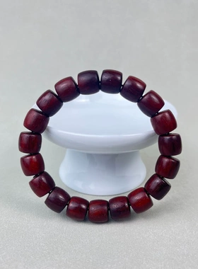 小叶紫檀直切桶珠手串檀香木手作手链藏式文玩串珠珠子单珠