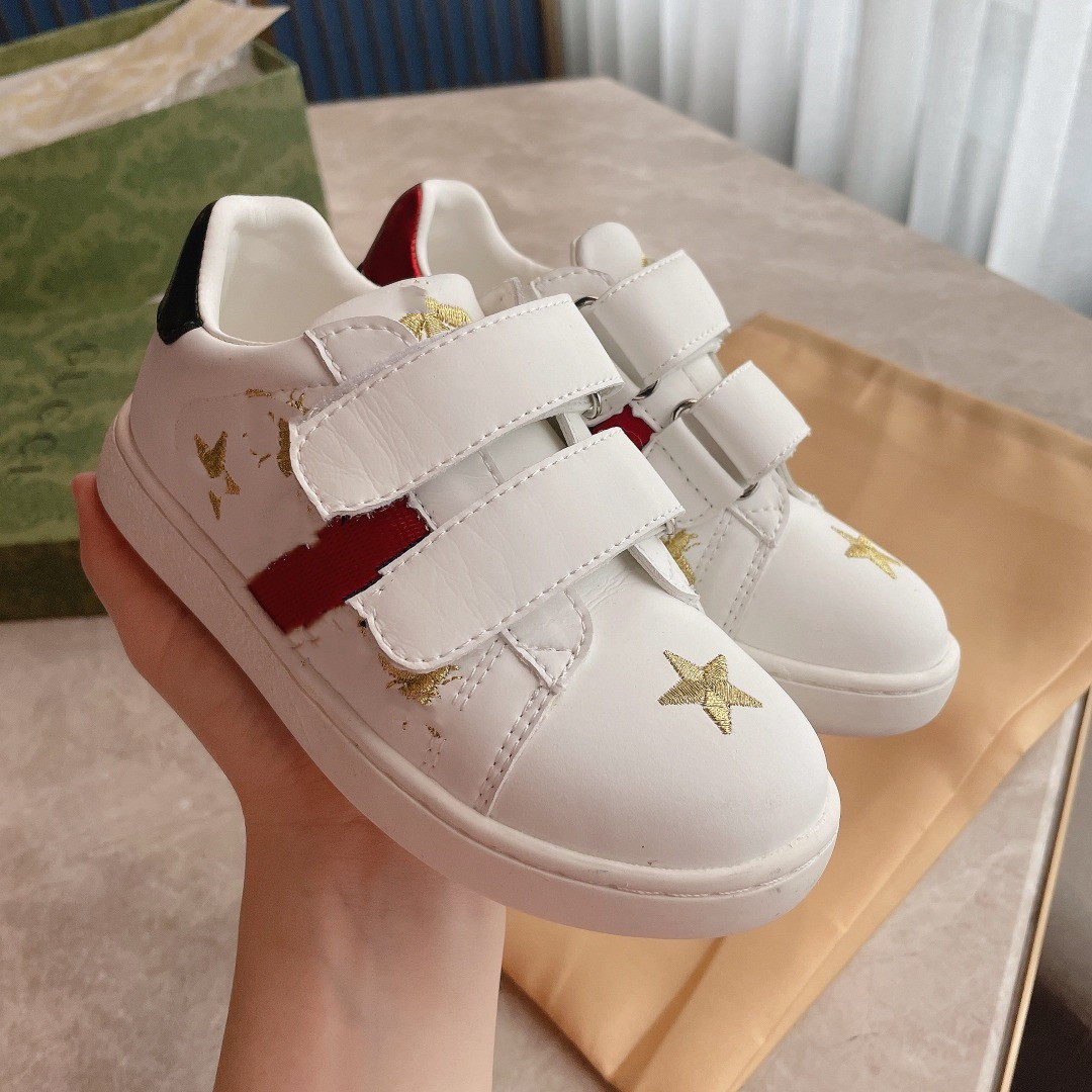 星星小蜜蜂刺绣小白鞋儿童板鞋运动鞋进口牛皮舒适好穿宝宝休闲鞋