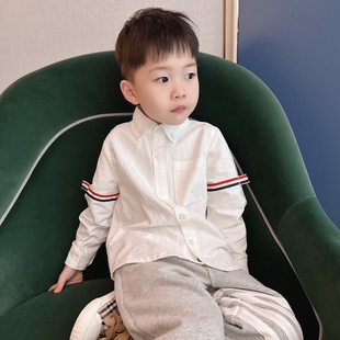 男女宝宝 学院风四道杠衬衣纯棉牛津布百搭舒适白衬衫 经典 定制童装