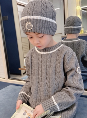 高定童装男童毛衣纯色儿童秋冬25新款男中大童冬装加厚针织衫内搭